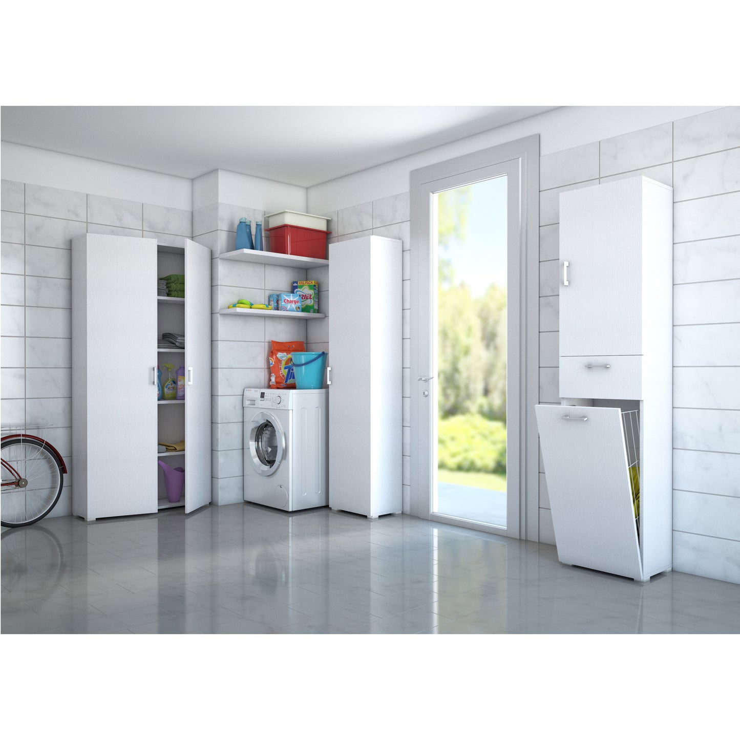 MOBILE CON DOPPIA ANTA E QUATTRO RIPIANI REGOLABILI.