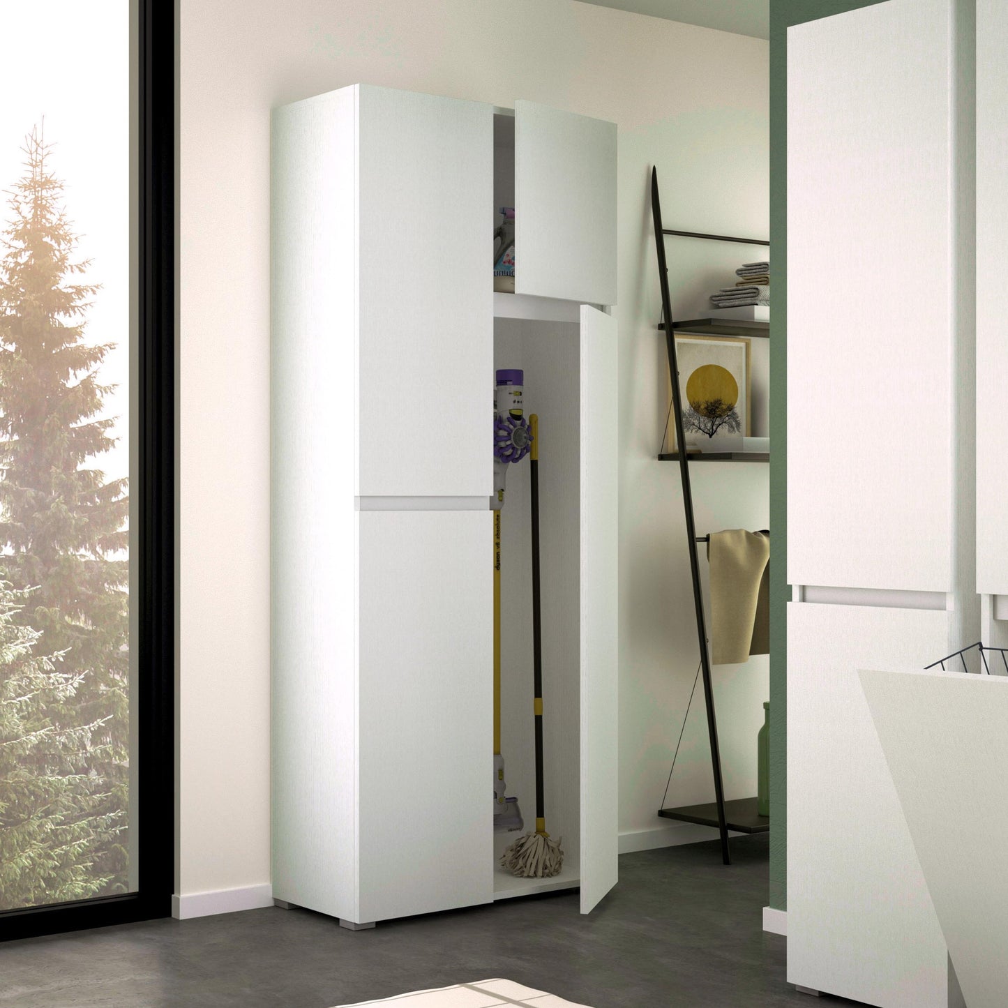 MOBILE MULTIUSO CON CESTELLO PORTA BIANCHERIA