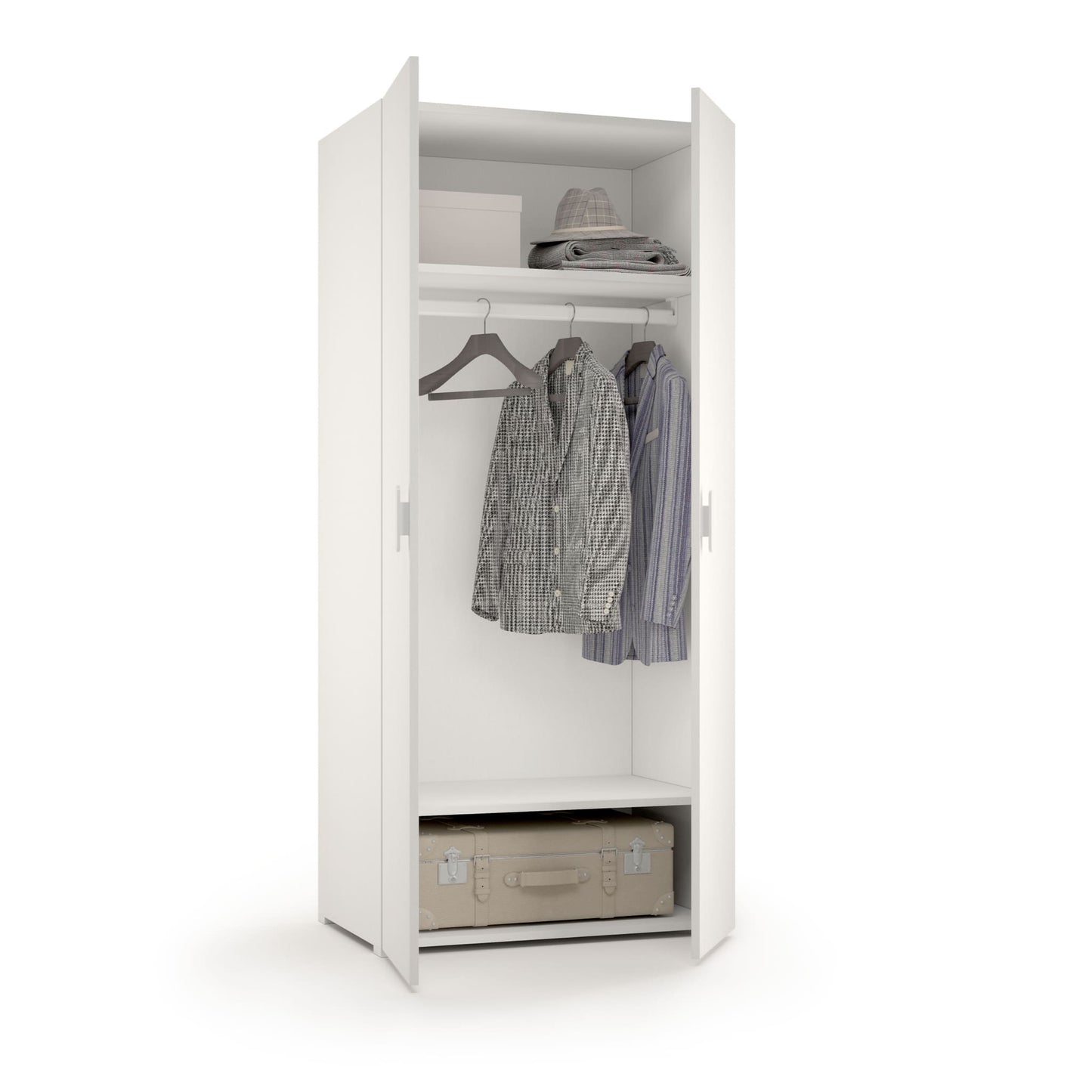 WARDROBE WITH HANGING RAIL AND TWO SHELVES