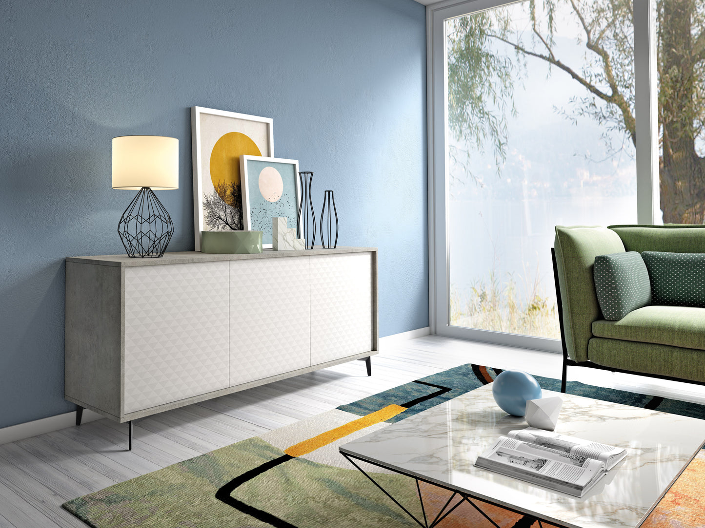 MADIA CON STRUTTURA ROVERE E ANTE BIANCO DAMA APERTURA PUSH