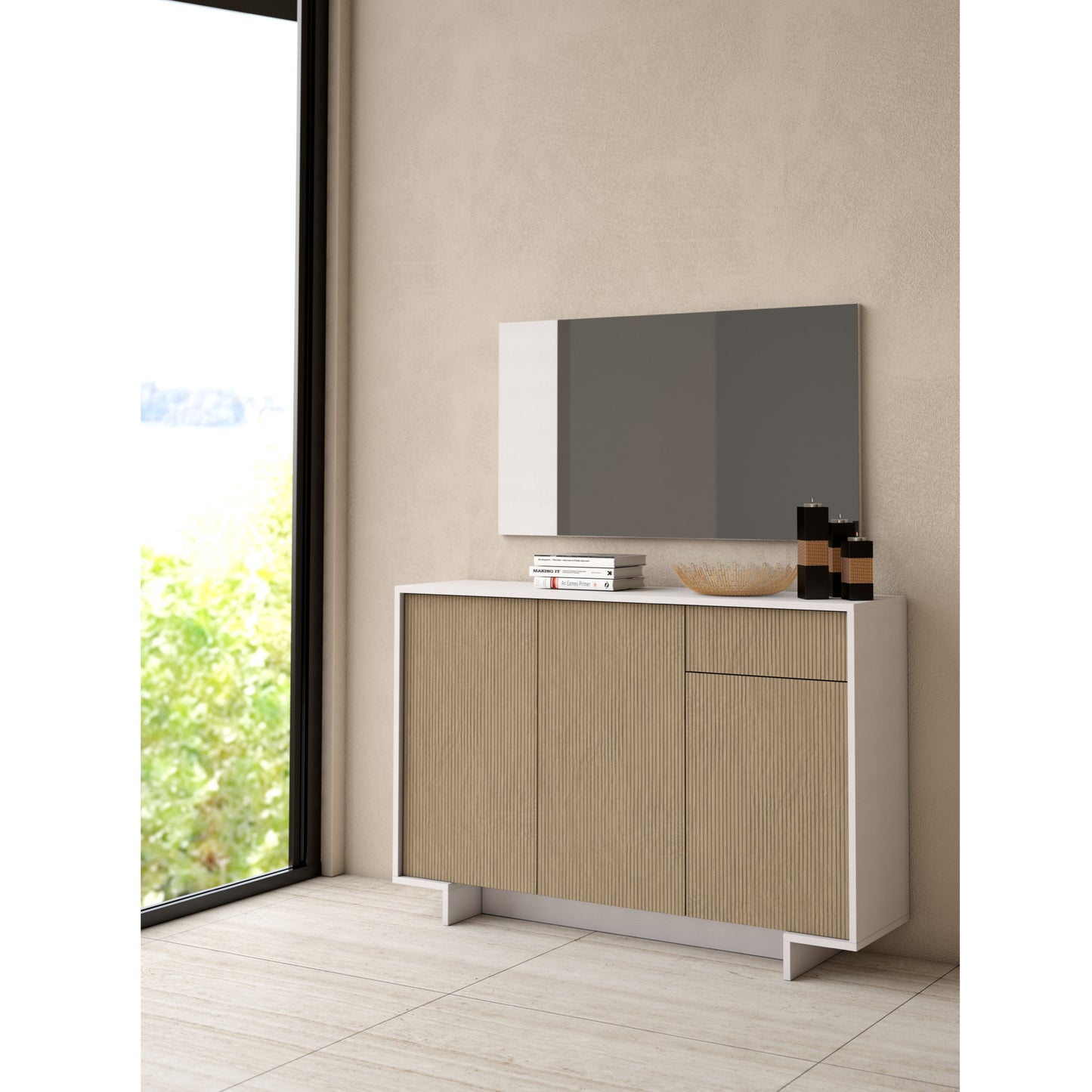 MADIA SLIM, CON 3 ANTE, CASSETTO E TRE RIPIANI INTERNI