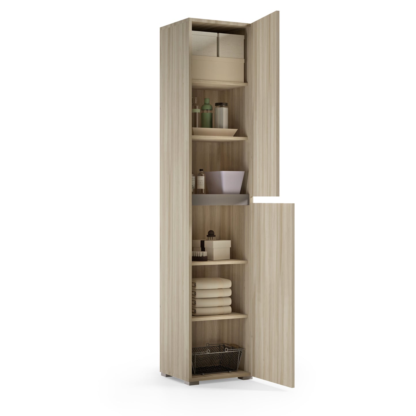 MOBILE MULTIUSO CON 2 ANTE, MANIGLIA A GOLA, 4 RIPIANI REGOLABILI