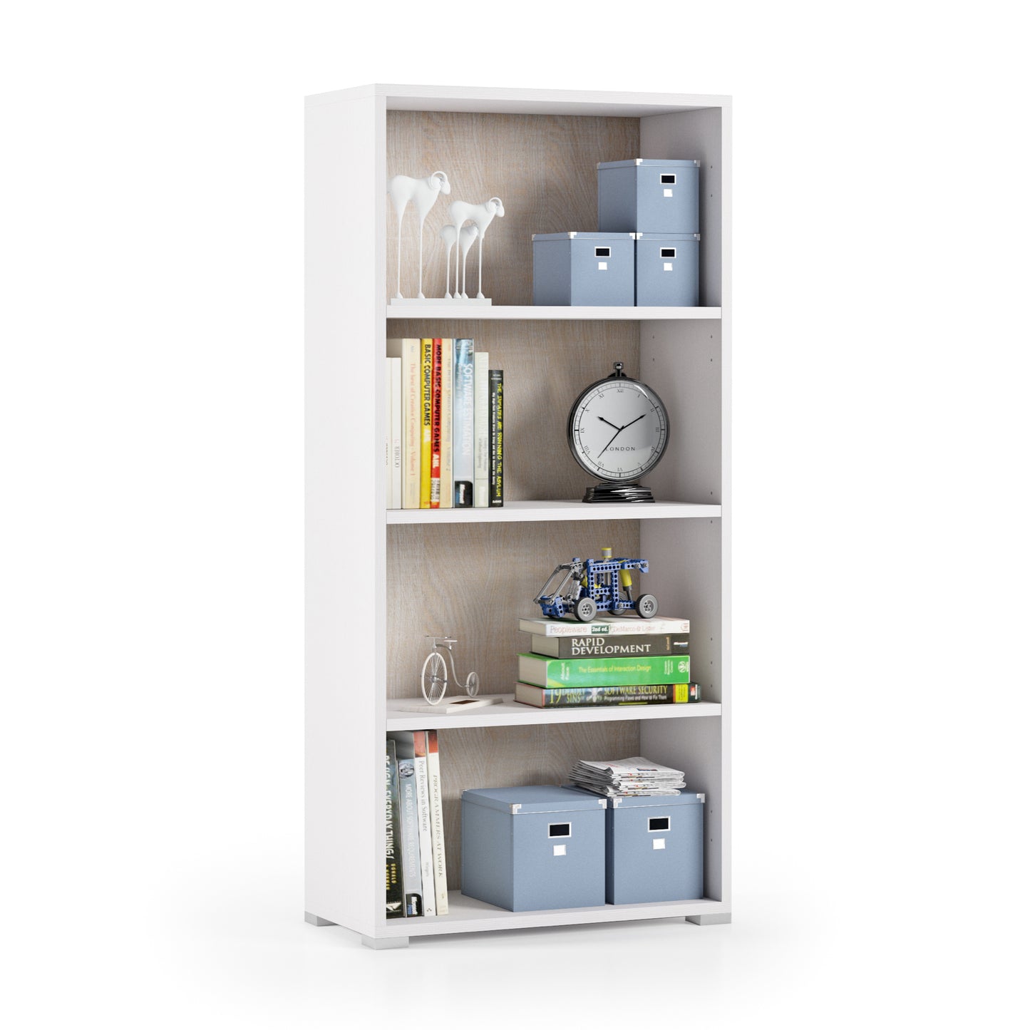 LIBRERIA COMPATTA CON TRE RIPIANI REGOLABILI.