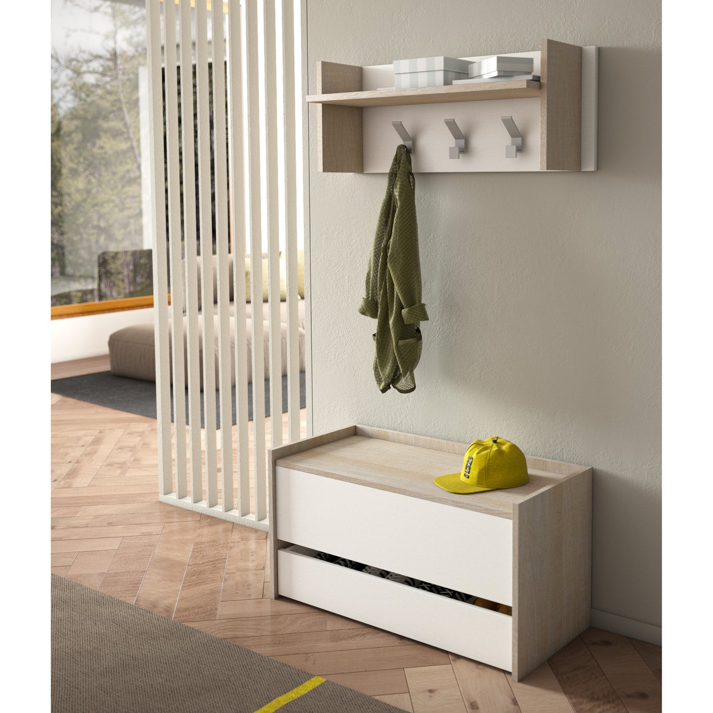 BAULE CONTENITORE CON CHIUSURA RALLENTATA E AMPIO CASSETTO