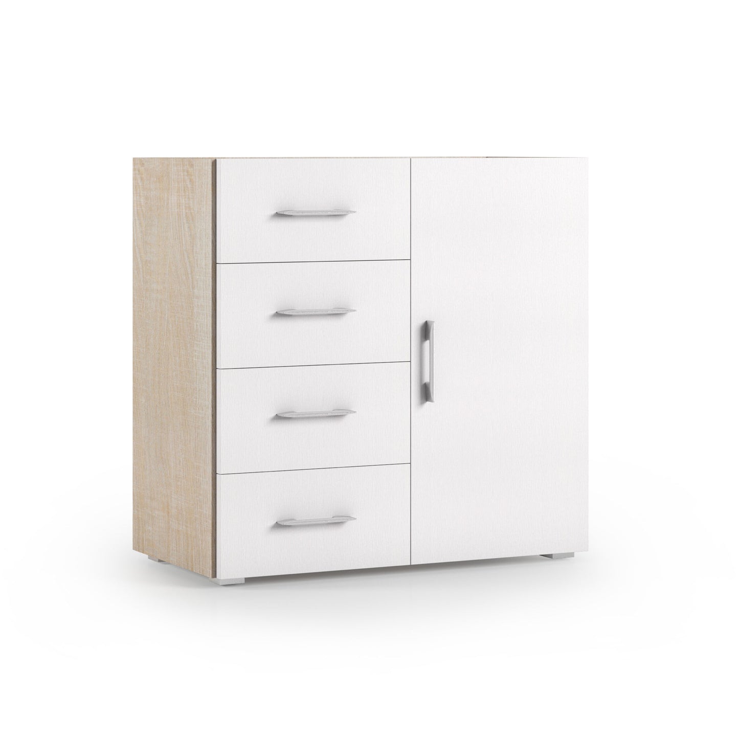 MOBILE CON 4 CASSETTI E ANTA, GUIDE IN METALLO, PIANO CONTENITORE.