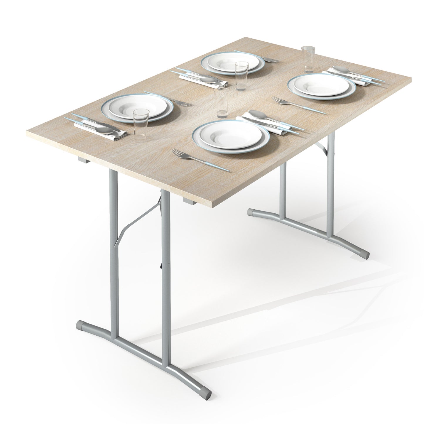 TAVOLO CON GAMBE PIEGHEVOLI.