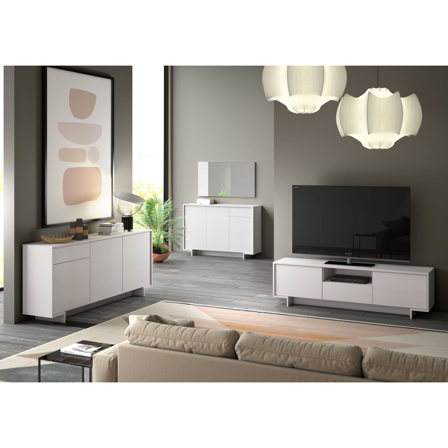 MOBILE PORTA TV CON 2 ANTE E CASSETTO CENTRALE