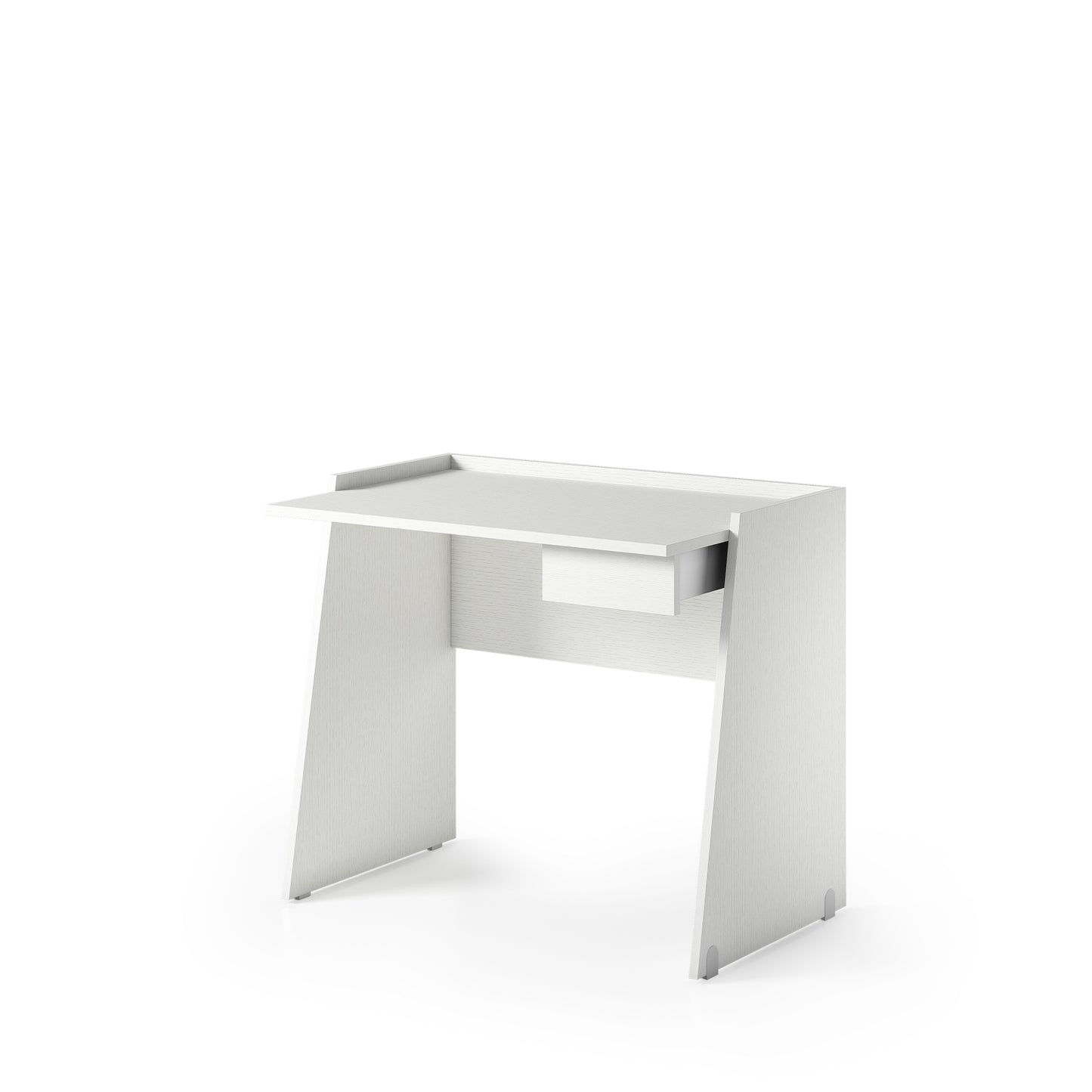 SCRIVANIA CON CASSETTO (GUIDA IN METALLO) E PIANO A EFFETTO CEMENTO.