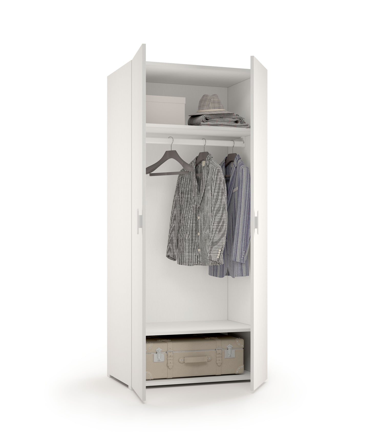 WARDROBE WITH HANGING RAIL AND TWO SHELVES