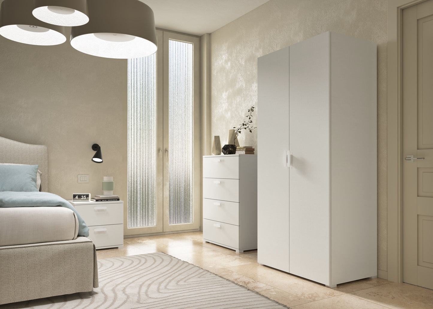 WARDROBE WITH HANGING RAIL AND TWO SHELVES