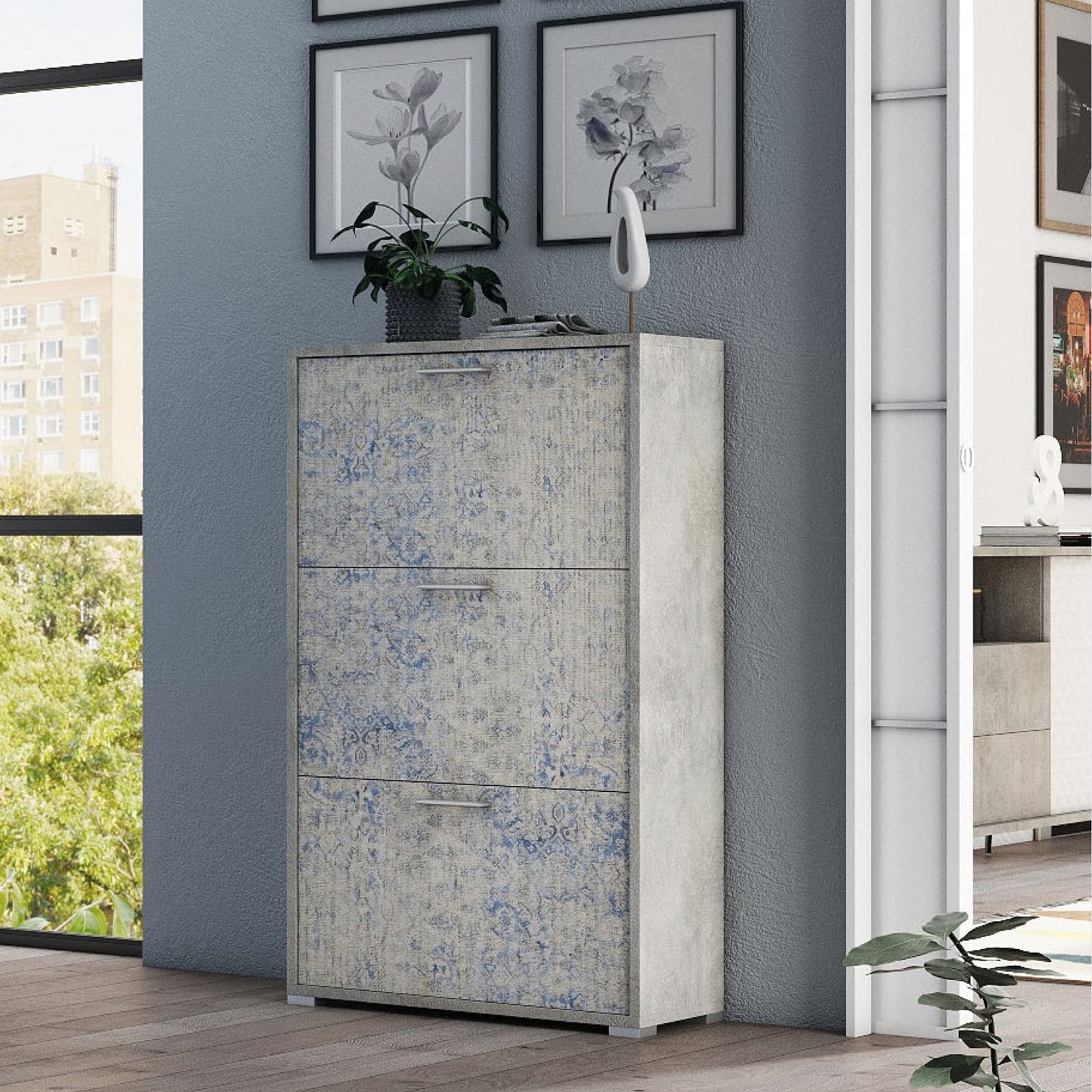 SCARPIERA A DOPPIA PROFONDITÀ CON TRE ANTE. FINO A 18 PAIA DI SCARPE.