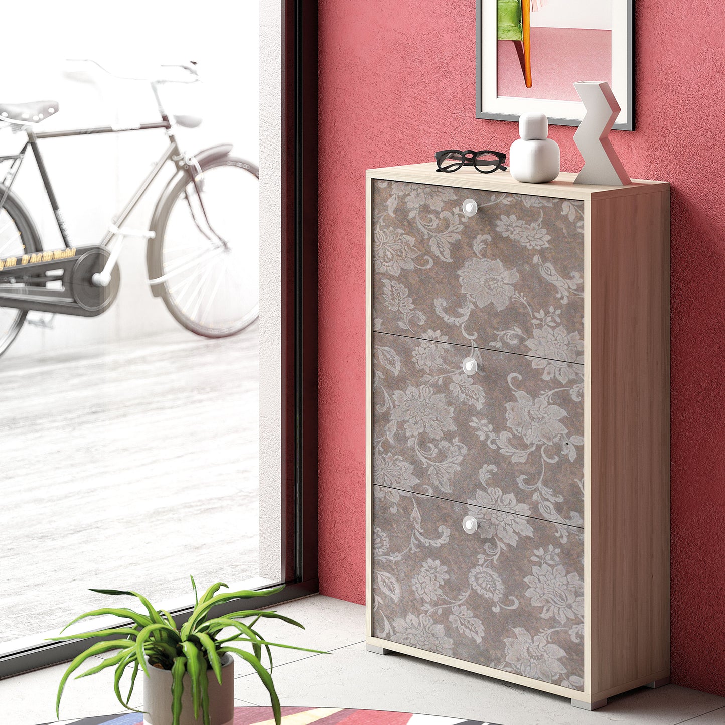 SCARPIERA A DOPPIA PROFONDITÀ CON TRE ANTE. FINO A 18 PAIA DI SCARPE.