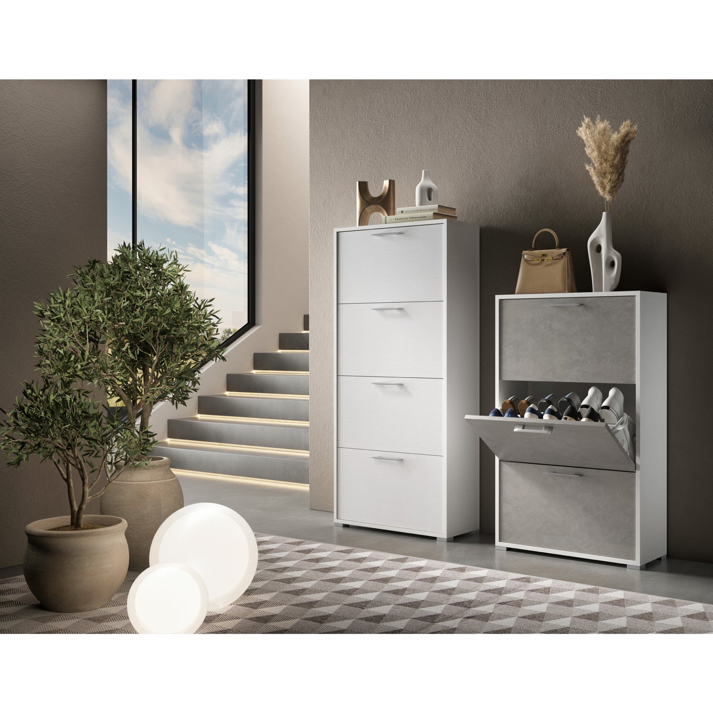 SCARPIERA DOPPIA PROFONDITÀ CON 4 ANTE. FINO A 18 PAIA DI SCARPE.