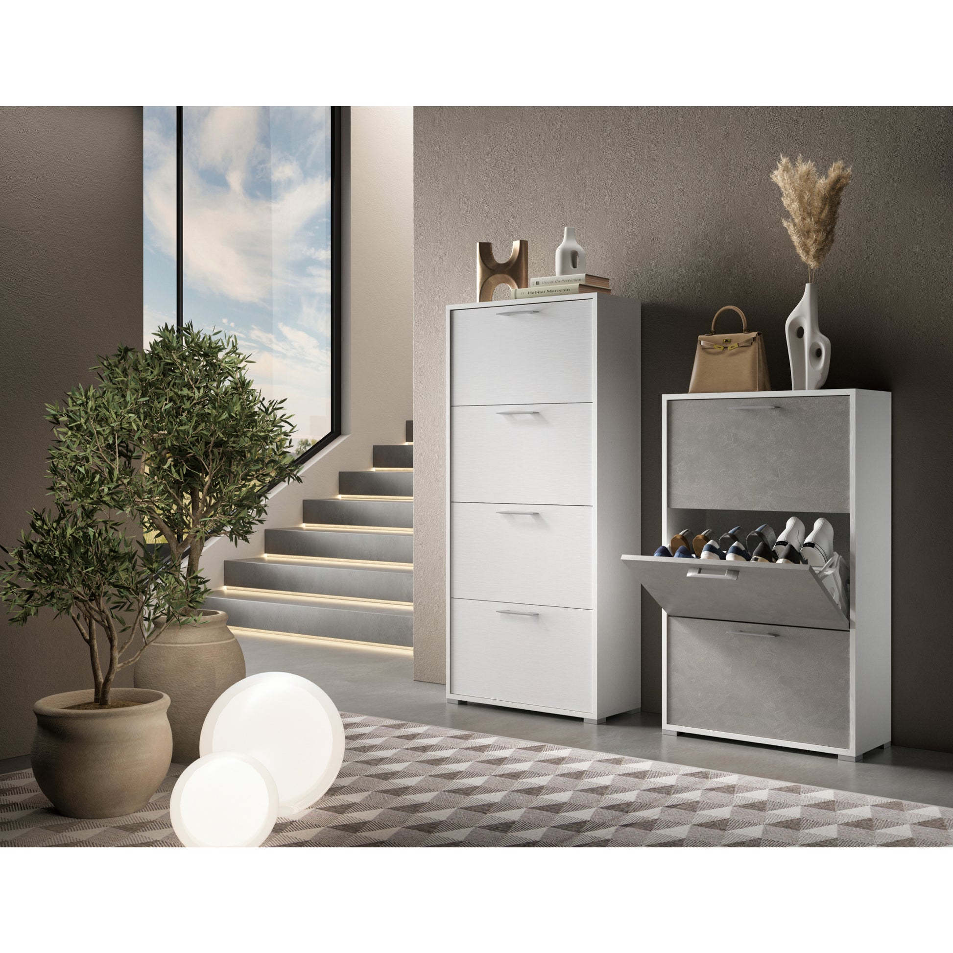 SCARPIERA DOPPIA PROFONDITÀ CON 4 ANTE. FINO A 18 PAIA DI SCARPE.