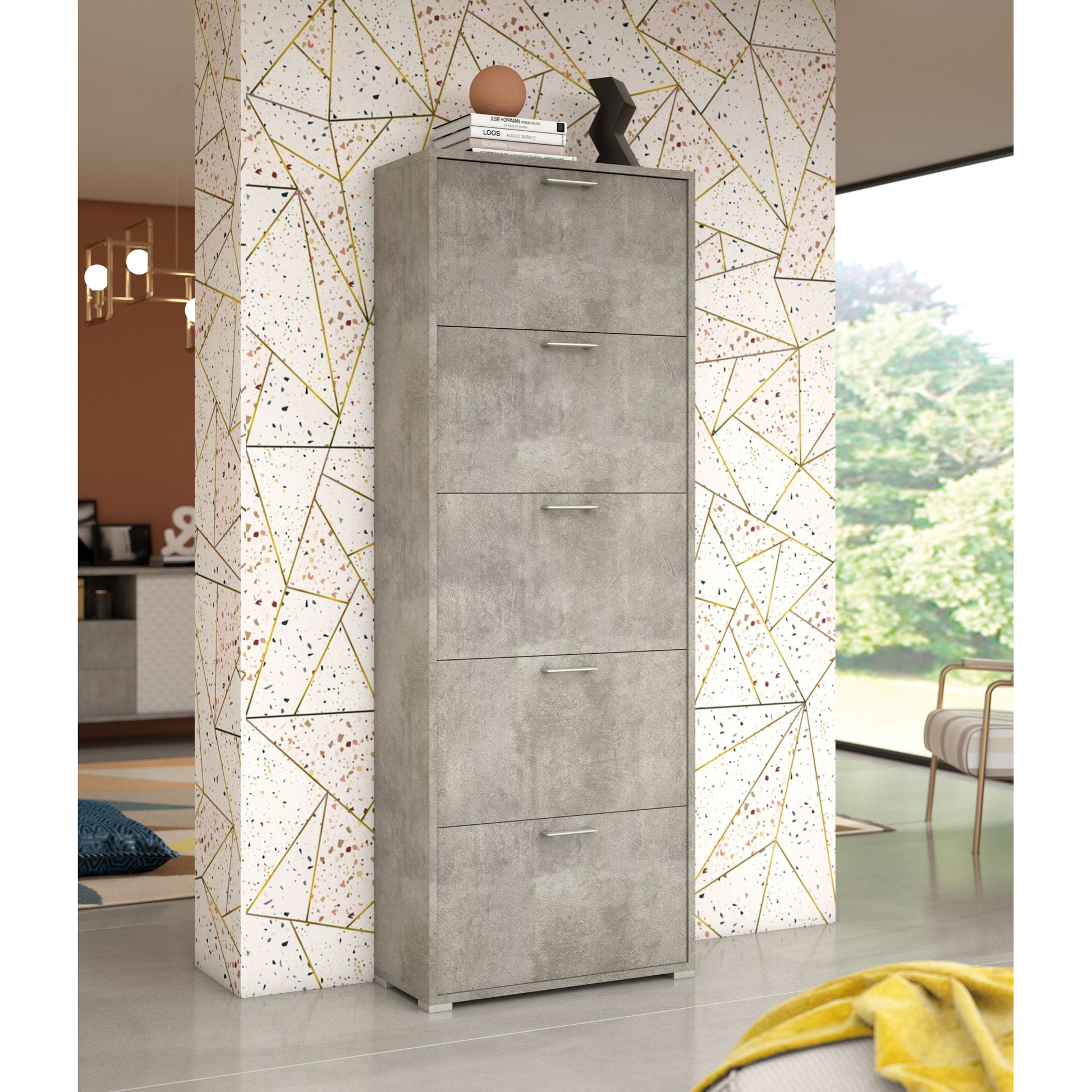 SCARPIERA DOPPIA PROFONDITÀ CON 5 ANTE. FINO A 18 PAIA DI SCARPE.